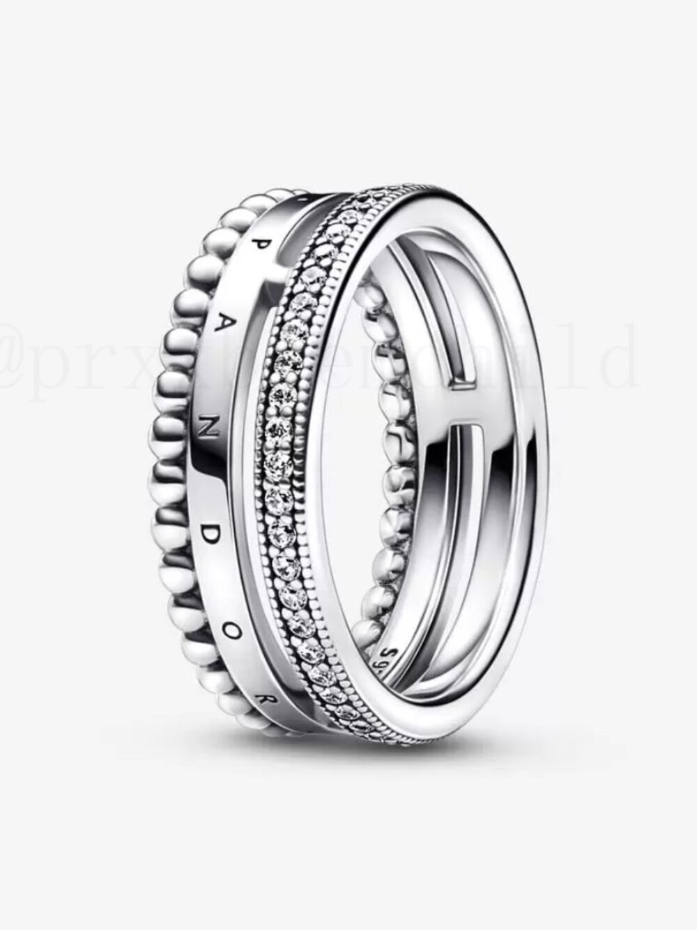 Pandora Signature Logo Pavé & Beads Ring